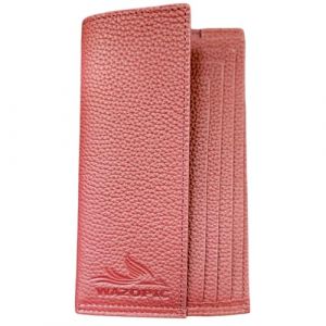 Wazopic Portefeuille Serveur, Serveuse, Véritable Cuir de Buffle Premium, 5 Compartiments, Porte Billet, CB, Ticket Restaurant, Chèque Vacances (Rouge) (Wazopic, neuf)