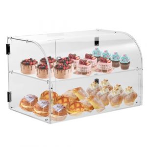 VEVOR Présentoir à Pâtisserie à 2 Niveaux Vitrine de Boulangerie Transparente en Acrylique Léger Étagère Présentation Pâtisserie pour Pain Viennoiserie Dessert Bonbons Bar Café Magasin Restaurant (ASALIA, neuf)