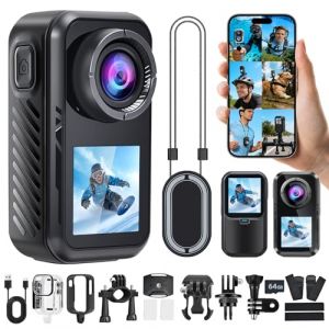 AIKER Cam&eacute;ra Sport 4k 60fps,Version Am&eacute;lior&eacute;e Camera Action WiFi 130&deg;,Double &Eacute;cran Camera Moto &Eacute;tanche Jusqu'&Agrave; 30m avec Stabilisation,Qualit&eacute; d'image Ultra HD avec Accessoires Multifonctions (AIKER-US, neuf)