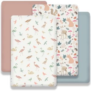 Little Grape Land Lot de 4 Draps Housse Cododo 65x95 cm,Microfibre Ultra Douce Respirante Oeko-TEX,Ajustement &Eacute;lastique, Prot&egrave;ge Matelas Amovible, Motifs B&eacute;b&eacute;(Amis de la For&ecirc;t) (SterlingHome, neuf)