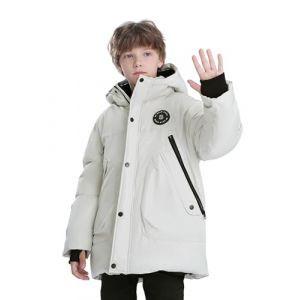 Sunny Sprout Manteau garçon hiver - Doudoune épaisse avec capuche polaire et manches coupe-vent Gris clair 14 ans (WSES, neuf)