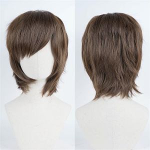Perruque Bang universelle de 30 cm/11,8 pouces, perruque de cheveux courts superposés for Cosplay, usage quotidien, style de fête(Brown-2) (LEDUODUO, neuf)
