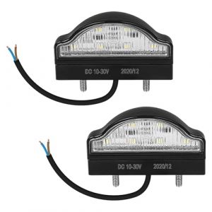 Yuanjoy Lot de 2 feux de plaque minéralogique LED étanches 12 V 24 V pour remorque de voiture, moto, éclairage universel de plaque minéralogique, éclairage de plaque d'immatriculation, certification (Yuanjoy, neuf)