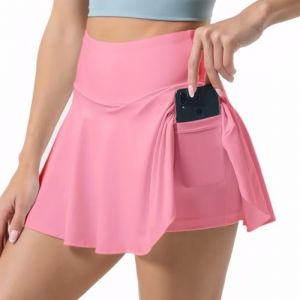 Neteson Jupe de Tennis Femme avec Short Pliss&eacute;e Poche 2 en 1 Jupe de Golf Mini Skorts Skirt Athl&eacute;tique Pantskirts Sports Skirt pour Entra&icirc;nement Yoga Gym Dance Running Activewear (Boha Wu, neuf)