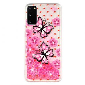 HopMore Paillettes Coque pour Samsung Galaxy S20 Silicone Glitter 3D Antichoc Souple Etui Transparente Motif Housse de Protection Strass TPU Case pour Fille Femme - Papillon Rose (HopMore, neuf)