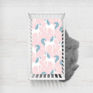 Odot Drap Housse Lit Bebe avec Motif Licorne Rose, Housses en Microfibre, Extensible Doux Respirant Prot&egrave;ge Matelas Filles Compatible pour Berceau, Couffin et Nacelle (Couleur F,65x95cm) (Odot, neuf)