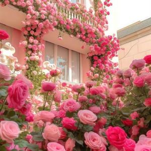 Lot de 1000 graines de rose grimpante de vigne, graines de rose grimpante pour la plantation en plein air clôtures de jardin, pergolas et treillis, longue floraison de vigne (A) (YangchunY, neuf)