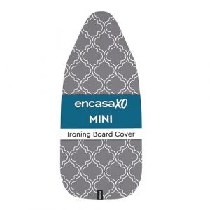 Encasa XO Housse Table À Repasser avec Rembourrage en Feutre De 3 mm, Serrage par Cordon (Convient Aux Planches Standard De Mini De 72x30 cm), Imprimé - Carreaux Gris (Encasa Home, neuf)