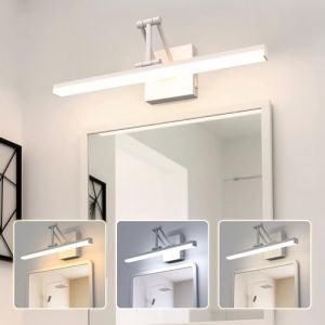 Sytmhoe Applique De Salle De Bain Avec Interrupteur Pliable Support T&eacute;lescopique 12W 960LM 3000K 4500K 6000K, Blanche Eclairage Tableau, Applique Pour Toilette Miroir, Liseuse Lampe Murale De Chevet (CEELINE, neuf)