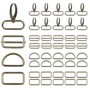 SWAWIS 40 Pièces Mousqueton Sac à Main Set, 32mm Anneaux en Forme de D Pivotant Snap Crochets Boucle Coulissante Anneaux Rectangulaires, pour Sangle de Ceinture Sac à Dos DIY (Bronze) (Smawis, neuf)