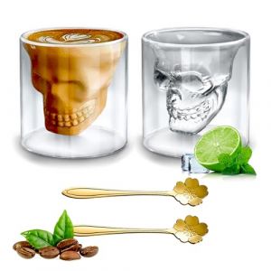 Xiuyer 2 PCS Verre a Shooter Verres &agrave; Liqueur Verre a Rhum Verres &agrave; Shot a Vodka a Whisky Personnalisable Double Paroi De Halloween Tasse de Cr&acirc;ne 250ml (Xiuyer, neuf)