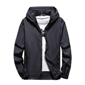 Coupe Vent homme Impermeable Veste Coupe Vent De Pluie Avec Capuche L&eacute;g&egrave;re S&eacute;chage Rapide Couleur Unie L&eacute;ger Manteau de Pluie Sport Montagne Fermeture &eacute;clair Fine Respirant Veste Pour Les Voyages (qieycgd, neuf)