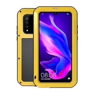 LOVE MEI pour Huawei P30 Lite Coque, Powerful Hybrid Coque, Housse, imperm&eacute;able en &eacute;tanche Antichoc Anti-poussi&egrave;re Housse M&eacute;tal Aluminium Coque pour Huawei P30 Lite avec Verre tremp&eacute; (Jaune) (iCover Case Store, neuf)