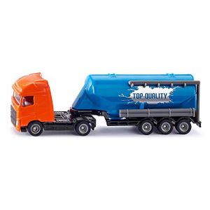 siku 1792, Camion avec remorque silo, 1:87, M&eacute;tal/Plastique, Orange/Bleu, Remorque amovible (Miller Rock, neuf)