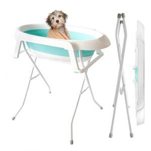 VioroKew Baignoire Portable pour Chien et Station de Lavage Chien, Baignoire sur&eacute;lev&eacute;e Pliable 2 en 1 Le Bain toilettage, Douche Petits Chiens, Chats, Utilisation int&eacute;rieur Bleu (Kiewro, neuf)