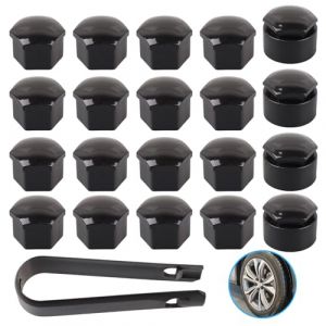 Yanxing Lot de 16 capuchons de boulons de roue universels de 19 mm + 4 capuchons de vis antivol - Cache-vis de roue de voiture - &Eacute;crous de roue en plastique avec kit d'outils de retrait pour voitures (yanxingdianzi, neuf)