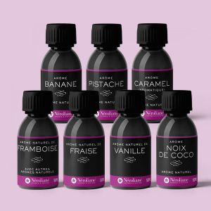NEROLIANE – Lot 7 Arômes Naturels 50ml : Vanille, Noix de Coco, Fraise, Framboise, Banane, Caramel, Pistache – Pour Yaourts, Glaces, Pâtisseries – Vegan – Fabriqué en France – Sans Alcool (Néroliane, neuf)