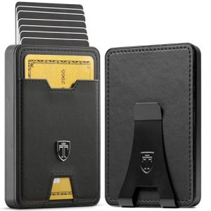 TRAVANDO Swype Aluminium Porte Carte Homme en Cuir avec Blocage RFID - Petit Portefeuille Cuir avec Pince a Billets Slim Protege Contre Le piratage Bancaire - Porte-Carte de Credit (InterGoods DE, neuf)