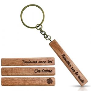 Ernestine - Porte clés porte bonheur 4 faces - porte clefs Ange Gardien - Cadeau original Femme Homme Amie mamie papi - Cadeaux voiture porte clés - cadeau fête des pères - porte clés trèfle (Ernestine et Castagnou, neuf)