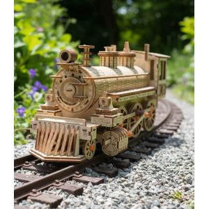 NiXiM 3D puzzle Steam Locomotive Puzzle 3D en bois, roues pivotantes avec m&eacute;canisme, portes arri&egrave;re ouvrables, porte avant ouvrable, technologie de d&eacute;coupe laser, mod&egrave;le de locomotive en bois &agrave; monter (TOP cartridge, neuf)