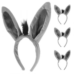 BESPORTBLE Lot de 4 Bandeaux D'&acirc;ne Gris en Peluche Ultra Douce, Serrage-t&ecirc;tes Oreilles D'&acirc;ne pour D&eacute;guisement Animal, Accessoires Costume F&ecirc;te Halloween Cosplay Gar&ccedil;on et Filles et Adultes (Giovanna Baillie, neuf)