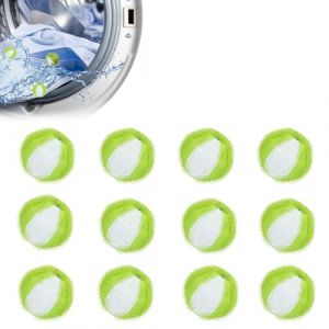 12 pcs Attrape poils machine a laver,Anti poil machine &agrave; laver,Ramasse poils animaux machine a laver,Boule anti poils machine a laver,R&eacute;utilisable ramasse cheveux machine a laver,Nettoyer poils,vert (hubeibaoyutankejiyouxiangongsi, neuf)