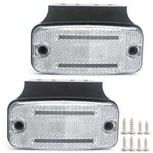 ETUKER LED 2x Feux de Position Avant Blanc de Remorque 12/24V Latérales Feux de Gabarit avec Réflecteur Feux Arrière Lampe (ETUKER, neuf)