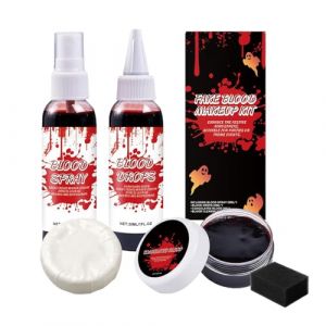 Maquillage Sanguin Halloween, Faux Sang Effrayant Vampire Zombie Avec Savon Nettoyant, Effa&ccedil;able Accessoires D&eacute;guisement Halloween Zombie Vampire pour Soir&eacute;e &agrave; Th&egrave;me Jeu de R&ocirc;le Spectacle Sc&eacute;nique (Jiabowen, neuf)