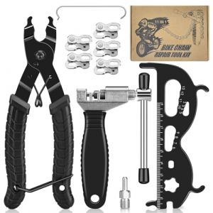 Scalnuvyyh Kit d'outils de Chaîne de vélo, Derive Chaine Velo, Pince Chaine Velo, Dérive-chaîne et Jauge de Chaîne, Outil de Réparation de Chaîne de Vélo pour 6, 7, 8, 9, 10, 11, 12 Vitesses (exdoing, neuf)