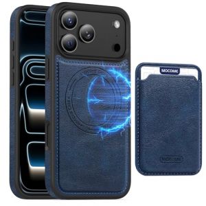 Coque pour iPhone 17 Pro 6.3" Compatible avec MagSafe, RFID Blocage Porte Carte Protection avec Porte-Cartes Amovible en Cuir PU Magn&eacute;tique Ultra-Mince Housse pour iPhone 17 Pro 6.3". Bleu PDK (QIWEIQING, neuf)