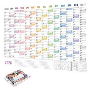 Calendrier Mural 2026 - D&eacute;coration Murale 74 X 51 Cm Avec &Eacute;tiquettes De Rappel | Organiseur Mural Pour Bureau,Pour &Eacute;tudes T&acirc;ches M&eacute;nag&egrave;res Sport Travail Vacances (jiaxiaoxuaN, neuf)
