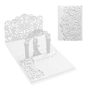 Siumir Carte Feliciation Mariage Pop Up 3D Carte Voeux Mariage avec Enveloppe Carte de Mariage Carte Cadeau pour Saint-Valentin, Anniversaire de Mariage (Blanc) (siumir-eu, neuf)