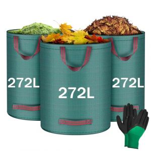 Flintronic 3x272LSacs de Jardin, Sacs à Déchets de Jardin, Sacs de Déchets Jardin Résistants, Sac déchet en PP Robuste avec Poignées, Pliables et Réutilisables(Gants de Jardinage) (flintronic®-eu, neuf)