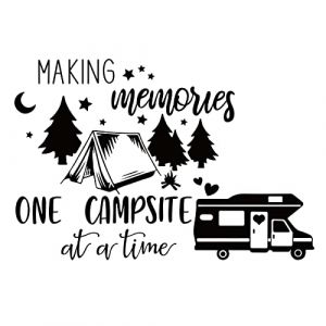 SUPERDANT Camping Th&egrave;me Voiture Autocollants Tente Feu de Camp For&ecirc;t Mur Art Amovible PVC Sticker Mural Fen&ecirc;tre Autocollants pour Camping Voyage Camper Voiture Fen&ecirc;tre D&eacute;coration 35x59 cm (SUPERDANT EU, neuf)