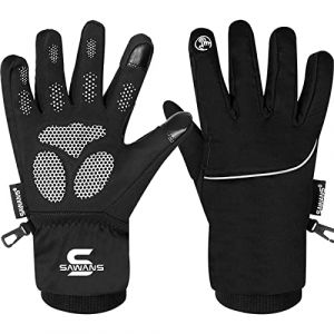 SAWANS Gants d'hiver Thermiques imperm&eacute;ables et Coupe-Vent Thinsulate pour &eacute;cran Tactile, Ski, VTT, antid&eacute;rapants, Cyclisme, Snowboard, Paumes rembourr&eacute;es, Mitaines de v&eacute;lo de Montagne pour Hommes (SAWANS, neuf)