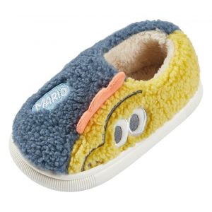 SMajong Chausson Enfant Fille Peluche Pantoufle Gar&ccedil;on Chaussons Hiver Antid&eacute;rapant Chaussures 35-36EU Bleu Jaune (Taille de la Semelle 230) (SMajong, neuf)