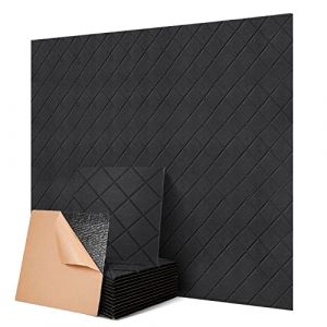 Lot de 12 panneaux acoustiques carrés autocollants I Absorbeur de bruit haute densité pour mur, plafond, bois et porte - Panneau acoustique (Lanbow-eu, neuf)