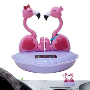 Zunishaone Flamant Rose Dansant à Énergie Solaire - Jouet Bobblehead | Décor de Tableau de Bord de Voiture, Jouet à Tête Oscillante Solaire pour Bureau, Maison, Cadeau Amusant, Figurine de Décoration (Qiyu0118E, neuf)