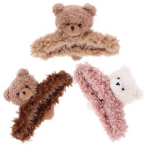 CALLARON 3 Pièces Pince En Peluche Clips Pour Les Cheveux Griffe Pince à Cheveux Filles Flou Mignon Agrafe Bouclé Désordonné Petit Duveteux Dessin Animé Style Fil De Préhension En Plastique (Raindrops On Roof, neuf)