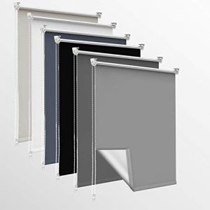 Homland Store Occultant sans Per&ccedil;age, 75l x 100L cm (Largeur du Tissu 70cm) Rideaux Occultant avec Rev&ecirc;tement d'argent, Isolation Thermique, Installation Simple, pour Chambre, Salon, Gris Clair (TimeLessA, neuf)