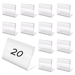 Anyasen Porte Étiquette Transparen 20 Pièces Porte Étiquette Prix Mini Présentoir en Acrylique Carte Porte Étiquette Porte Nom Table Affichage du Signe en Acrylique Porte ​Étiquette Supports Nom (Anyasen, neuf)