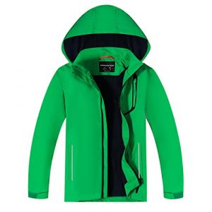 YoungSoul Manteaux Imperm&eacute;ables Gar&ccedil;on - Coupe Vent Doubl&eacute; Polaire Fille - Veste de Pluie avec Capuche Amovible - Vert - 10-11 ans/Taille 150 (YoungSoul - EU, neuf)