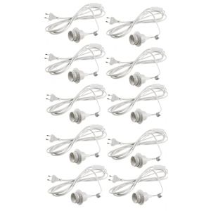 ChiliTec Douille de lampe E27 avec interrupteur, c&acirc;ble de 3,4m - Cordon d'interrupteur, suspension pour abat-jour en papier, &eacute;toiles, lampes, 10 pi&egrave;ces, blanc (kobs-versand, neuf)