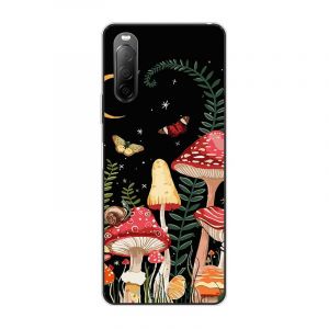 KARTXITAI Coque Compatible avec Sony Xperia 10 II,Housse Étui de Protection en Ultra Transparente Silicone en Gel TPU Souple Case Cover Shock-Absorption-Champignons, Papillons, Lune (KARTXITAI, neuf)