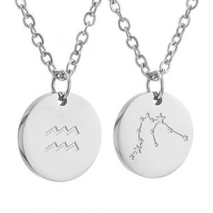 AFSTALR Zodiac Chain - Collier pendentif zodiaque or/argent/or rose I Collier zodiaque acier inoxydable femme, collier acier inoxydable femme (AFSTALR, neuf)