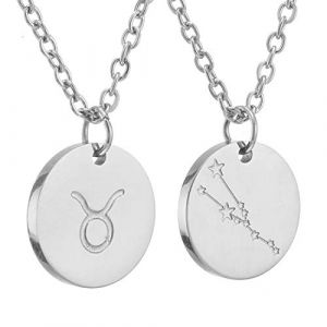 AFSTALR Zodiac Chain - Collier pendentif zodiaque or/argent/or rose I Collier zodiaque acier inoxydable femme, collier acier inoxydable femme (AFSTALR, neuf)