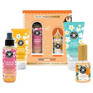 Coffret Cadeau Les Petits Plaisirs &ndash; Le Village des Senteurs Fleur d&rsquo;Oranger &ndash; Eau de toilette 30ml, Brume paillet&eacute;e, Gel douche & Lait corps &ndash; Fabriqu&eacute; en France (Les Petits Plaisirs France, neuf)