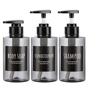 Segbeauty 300ml Bouteille Vide Shampooing, Bouteille en Plastique Distributeur de, Shampooing Bouteilles 10,1 oz Rechargeables Pompe pour Douche Cheveux Corps Savon Shampooing Revitalisant Gris (Seg-Beauty, neuf)