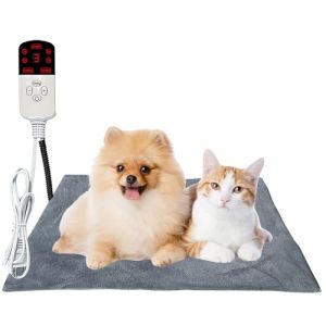 SKIKHN Tapis Chauffant Chat Chien, 70 * 45CM Tapis Chauffant Chien, Coussin Chauffante &Eacute;lectrique pour Animaux, Chiens Chat TapisChauffant avec 9 Temp&eacute;ratures (35&ndash;55℃) et Minuterie, Anti-Morsure (ENSHISHISHUBAODIANZISHANGWUYOUXIANGONGSI, neuf)