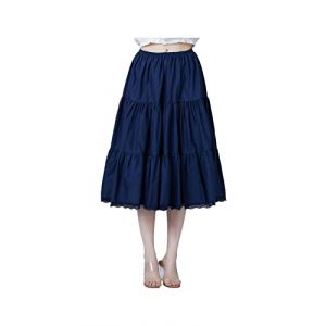 BEAUTELICATE Jupon sous Robe sous-Jupe 100% Coton Ann&eacute;e 50 Jupe Rockabilly &Eacute;vas&eacute;e A-Ligne avec Dentelle Court Longue Midi Maxi pour Femme Fille (XL, Bleu Marine - 75cm Longueur) (BEAUTELICATE-FR, neuf)